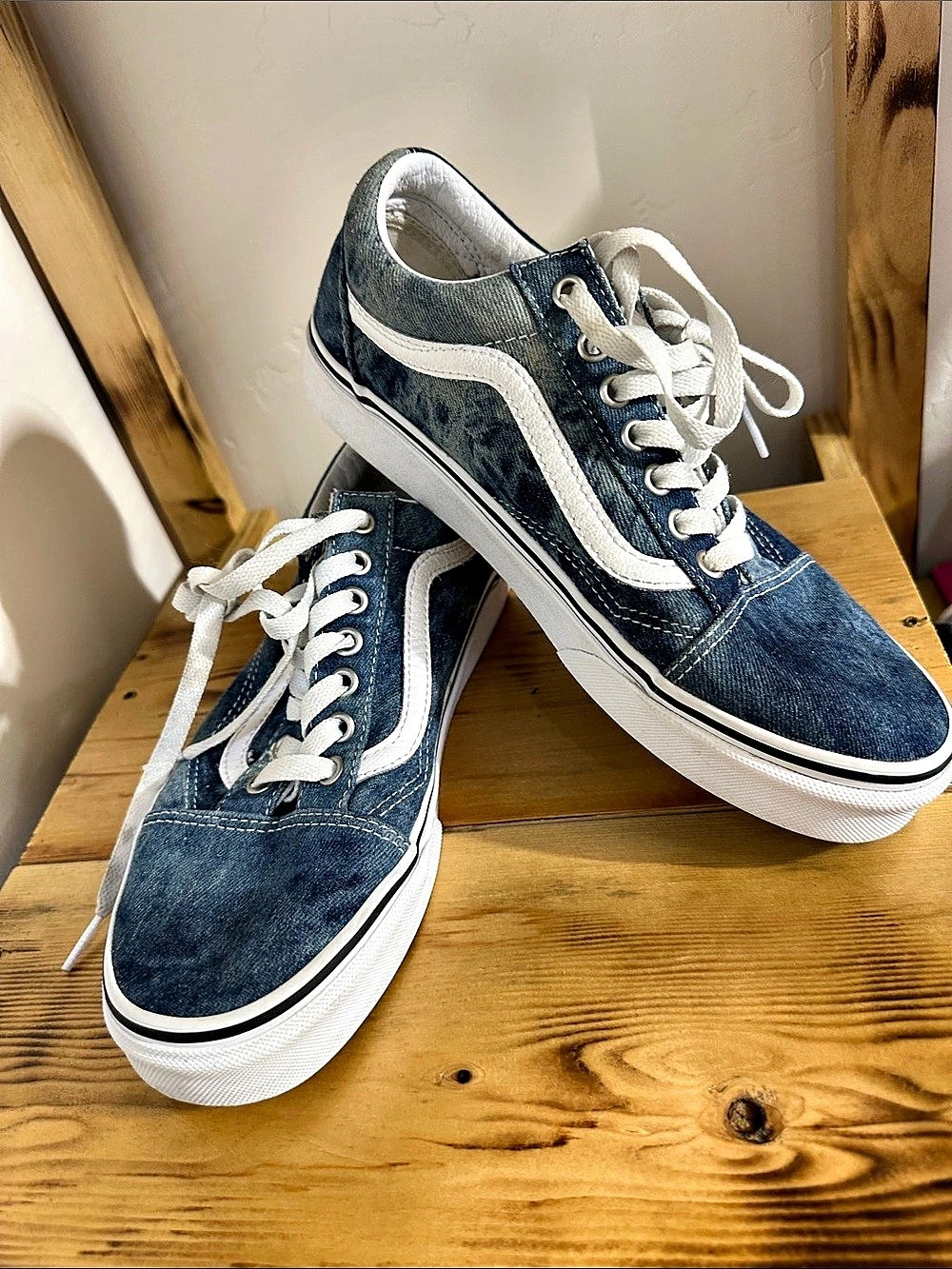 Vans Old Skool Denim 2-Tone Blue & White Sneakers US 7.5